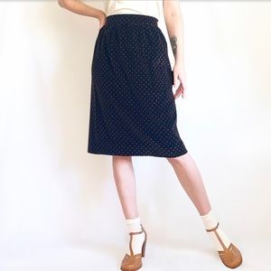 Vintage 80s Black Velvet Print Skirt